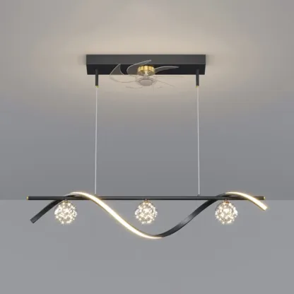 Art Deco Indoor Ceiling Fan with Light Remote Control for Dining Room