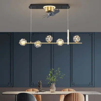 Art Deco Indoor Ceiling Fan with Light Remote Control for Dining Room