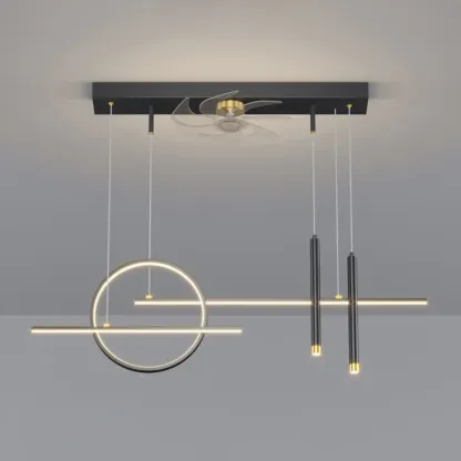 Art Deco Indoor Ceiling Fan with Light Remote Control for Dining Room