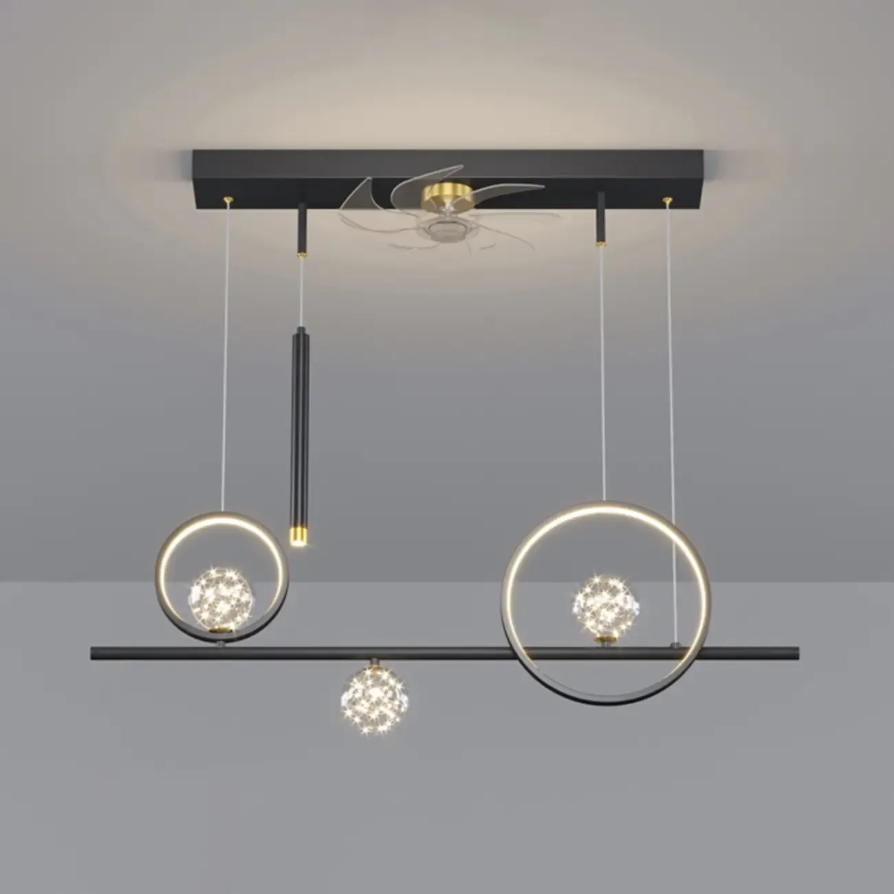 Art Deco Indoor Ceiling Fan with Light Remote Control for Dining Room