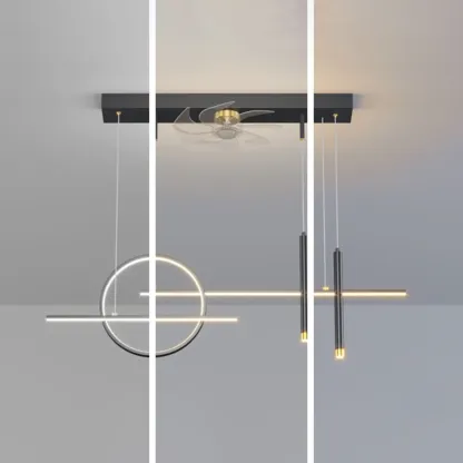 Art Deco Indoor Ceiling Fan with Light Remote Control for Dining Room