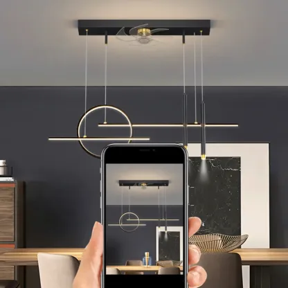 Art Deco Indoor Ceiling Fan with Light Remote Control for Dining Room