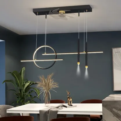 Art Deco Indoor Ceiling Fan with Light Remote Control for Dining Room