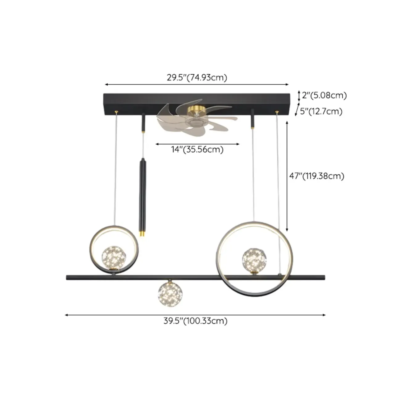Art Deco Indoor Ceiling Fan with Light Remote Control for Dining Room