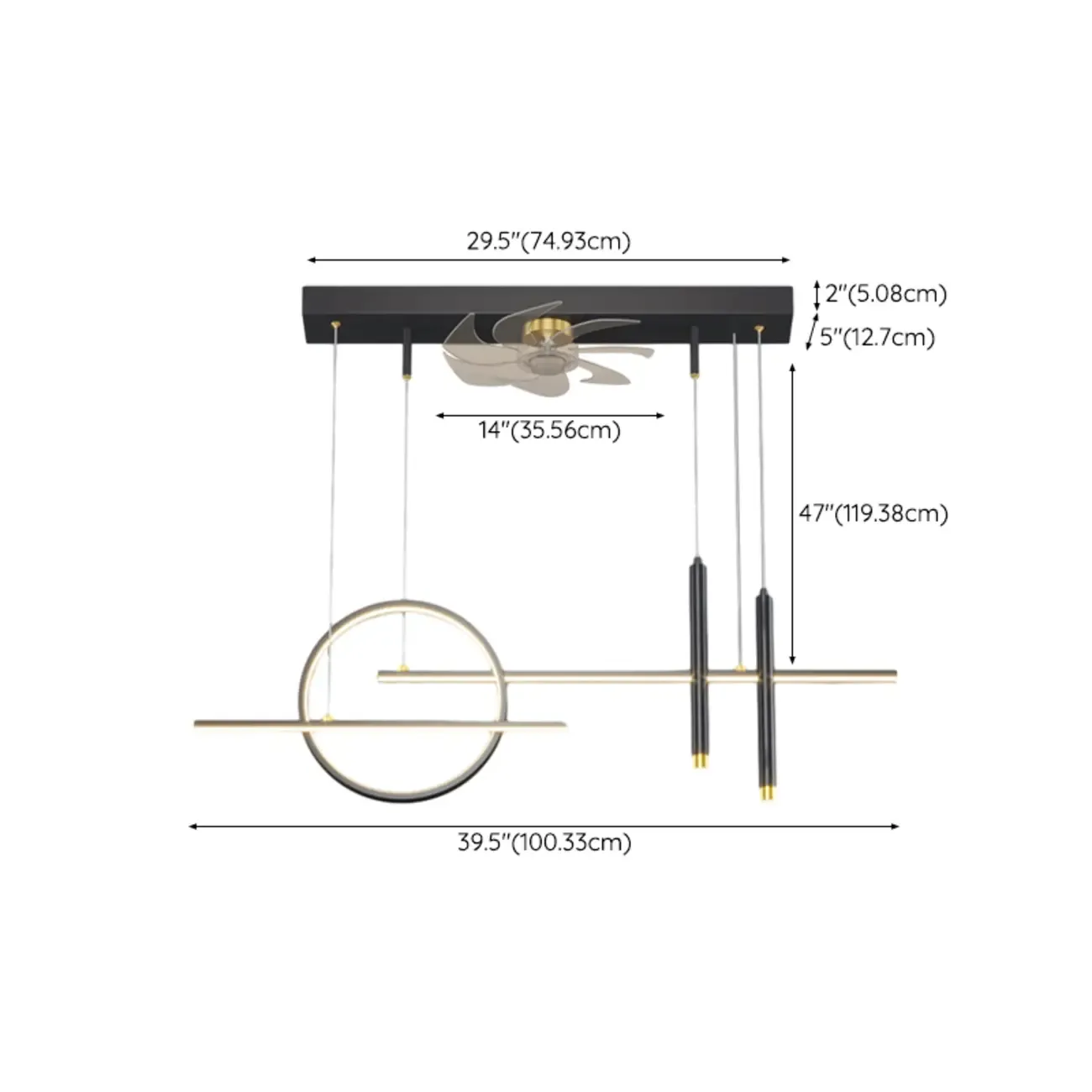 Art Deco Indoor Ceiling Fan with Light Remote Control for Dining Room