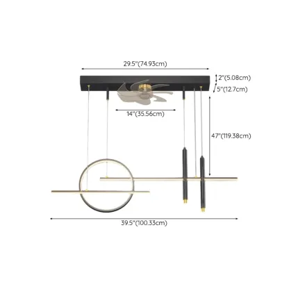 Art Deco Indoor Ceiling Fan with Light Remote Control for Dining Room