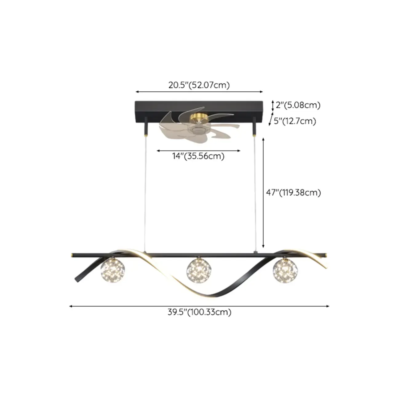 Art Deco Indoor Ceiling Fan with Light Remote Control for Dining Room