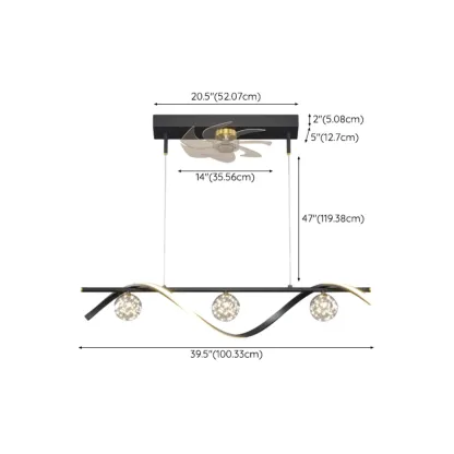 Art Deco Indoor Ceiling Fan with Light Remote Control for Dining Room