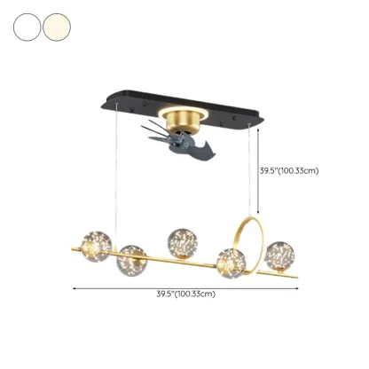 Art Deco Indoor Ceiling Fan with Light Remote Control for Dining Room