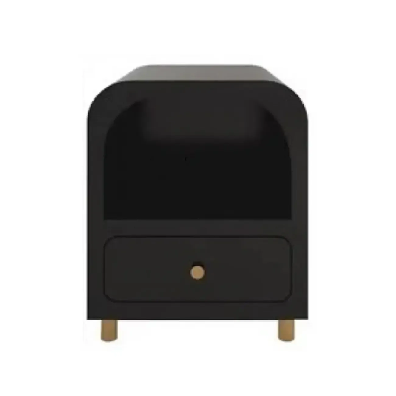 Modern Manufactured Wood Arc Shelf Drawer Nightstand Image - 5