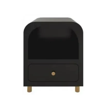 Modern Manufactured Wood Arc Shelf Drawer Nightstand Image - 5