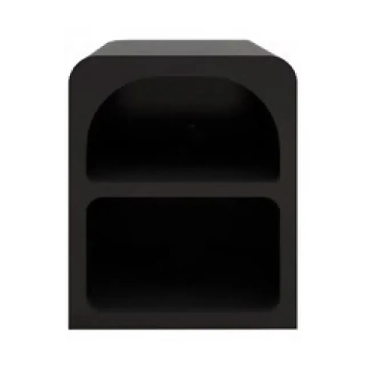 Modern Manufactured Wood Arc Shelf Drawer Nightstand Image - 6