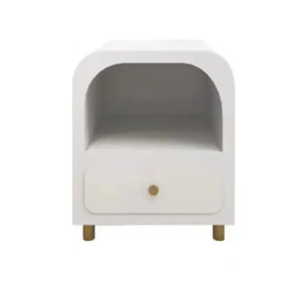 Modern Manufactured Wood Arc Shelf Drawer Nightstand Image - 7