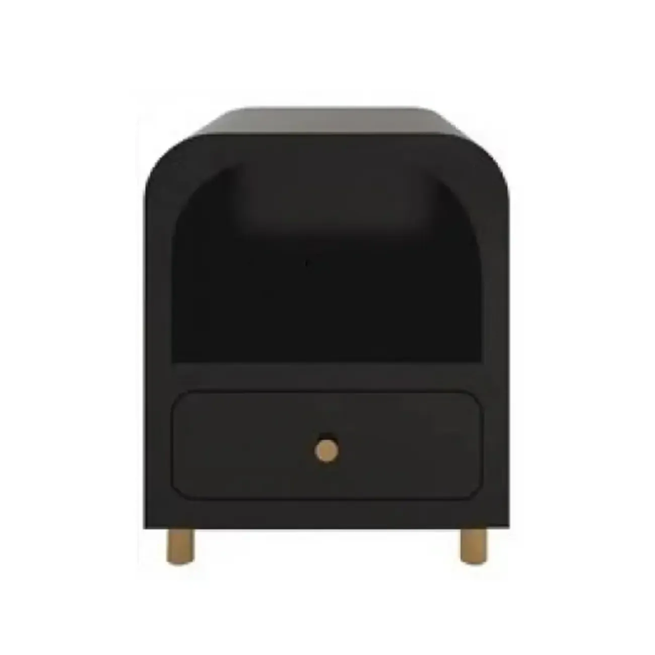 Modern Manufactured Wood Arc Shelf Drawer Nightstand Image - 9