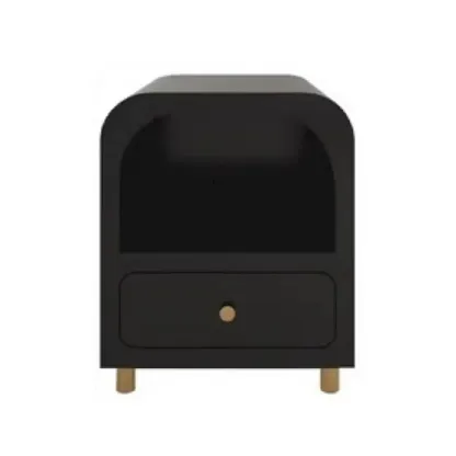 Modern Manufactured Wood Arc Shelf Drawer Nightstand Image - 9