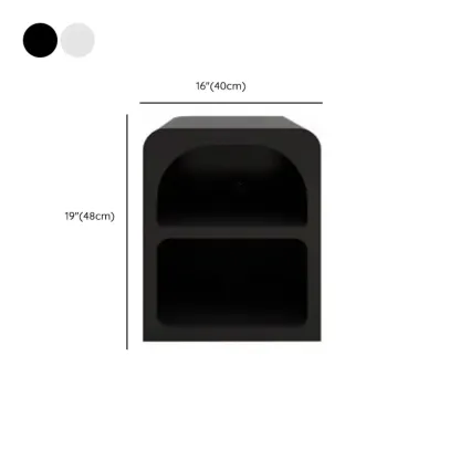 Modern Manufactured Wood Arc Shelf Drawer Nightstand #size