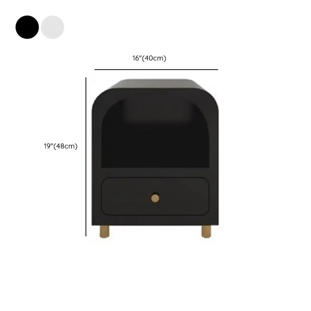 Modern Manufactured Wood Arc Shelf Drawer Nightstand Image - 13