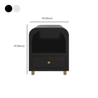 Modern Manufactured Wood Arc Shelf Drawer Nightstand Image - 13