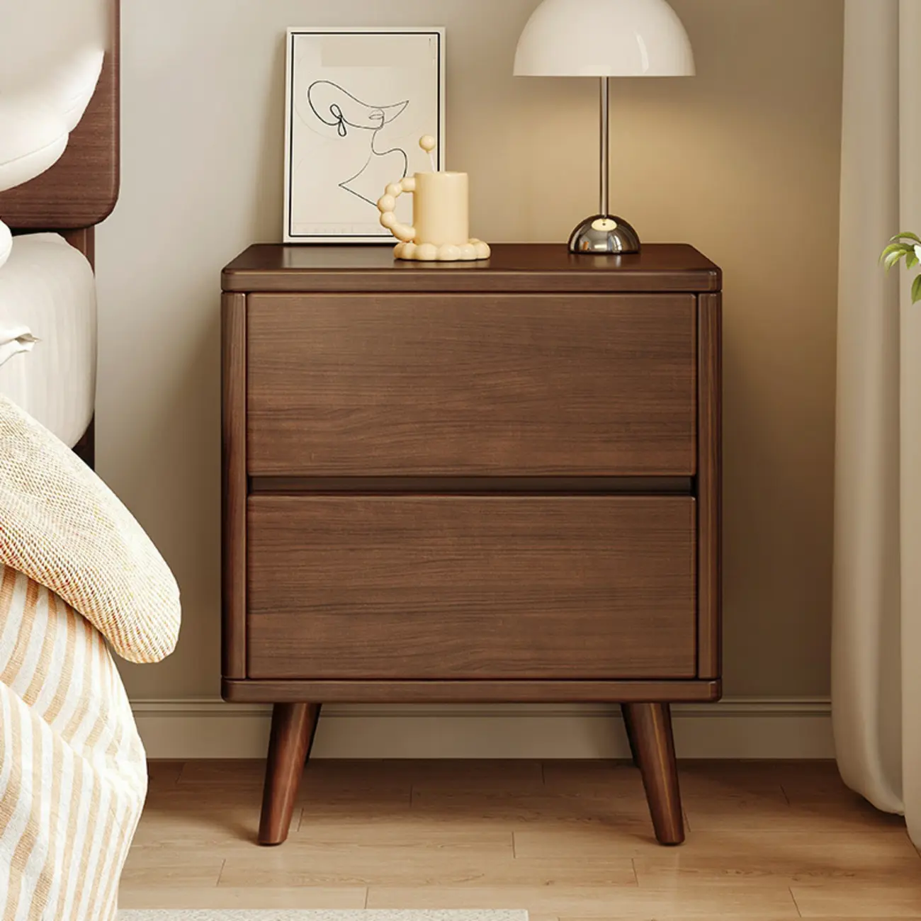 Modern Minimalist Solid Wood 3-Drawer Nightstand Image - 2 | homeyfad