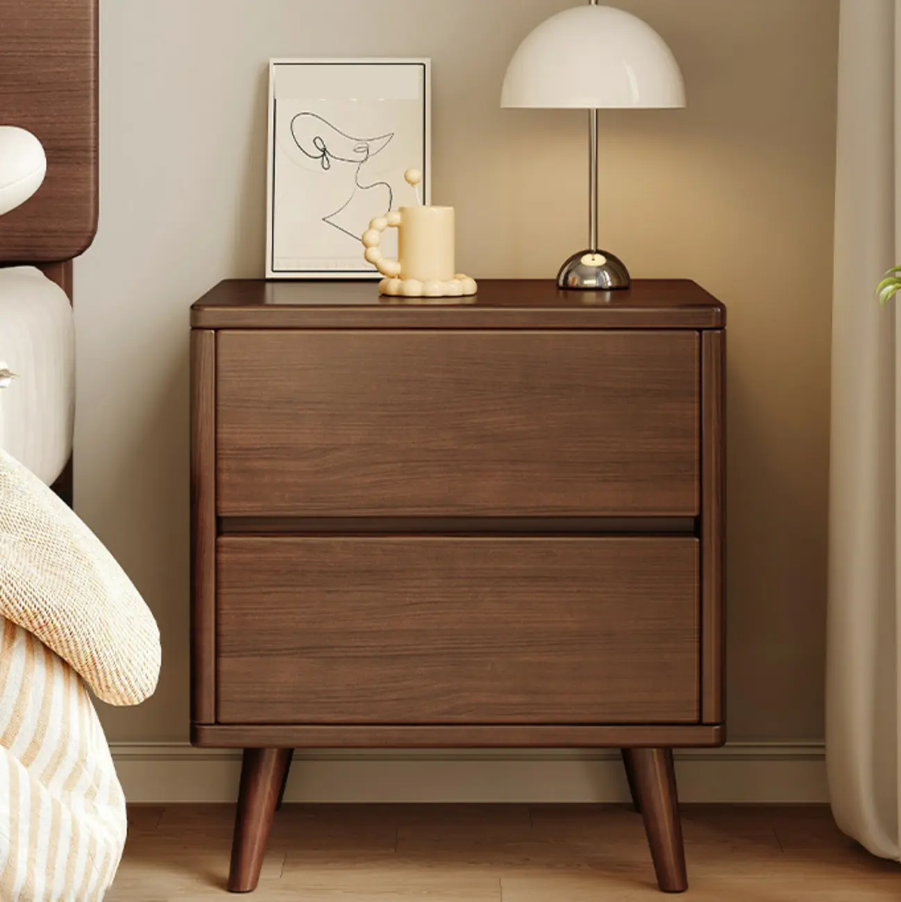 Modern Minimalist Solid Wood 3-Drawer Nightstand Image - 3 | homeyfad