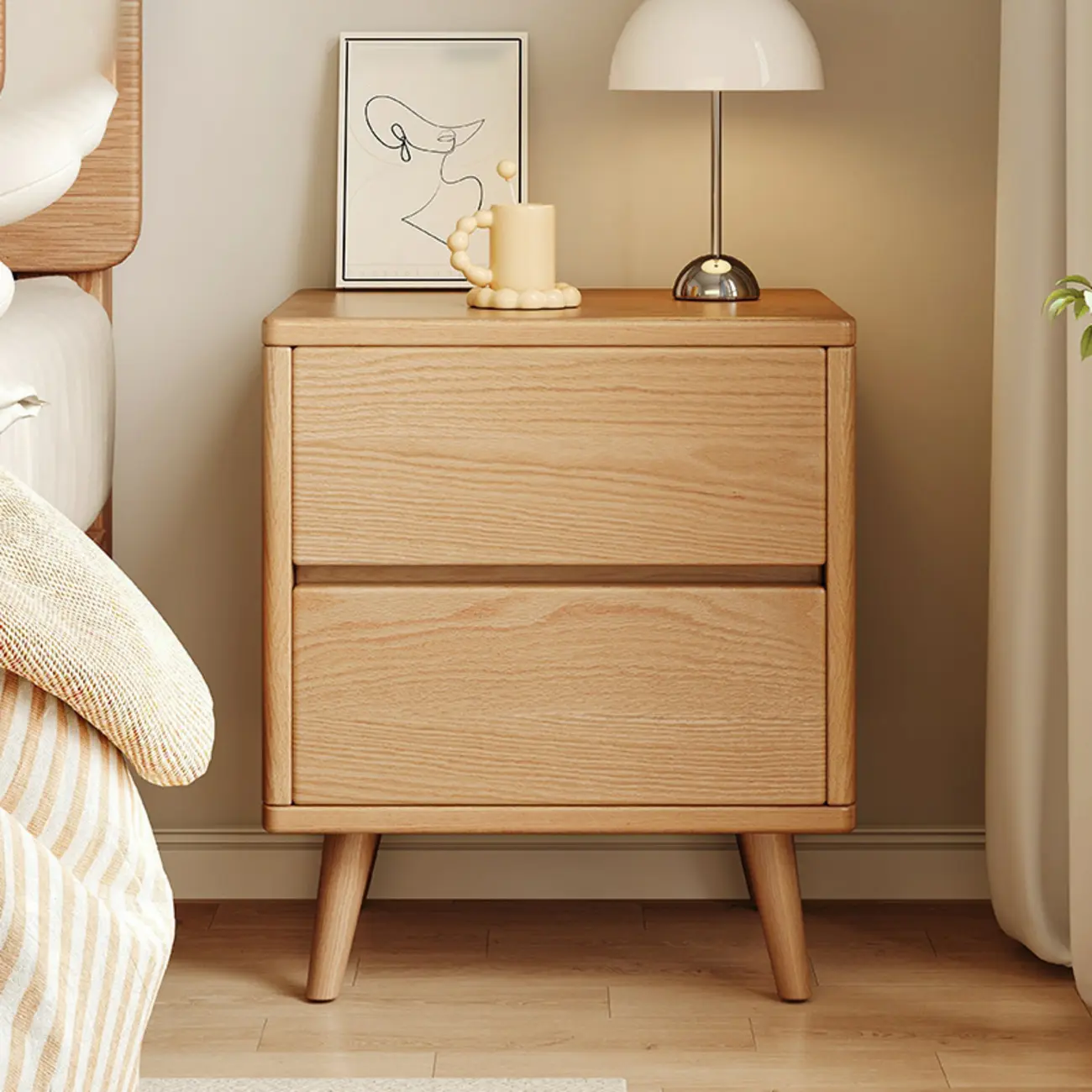 Modern Minimalist Solid Wood 3-Drawer Nightstand Image - 5 | homeyfad