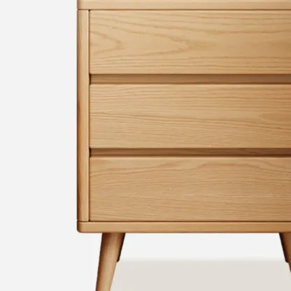 Modern Minimalist Solid Wood 3-Drawer Nightstand Image - 7