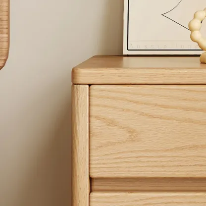 Modern Minimalist Solid Wood 3-Drawer Nightstand Image - 12