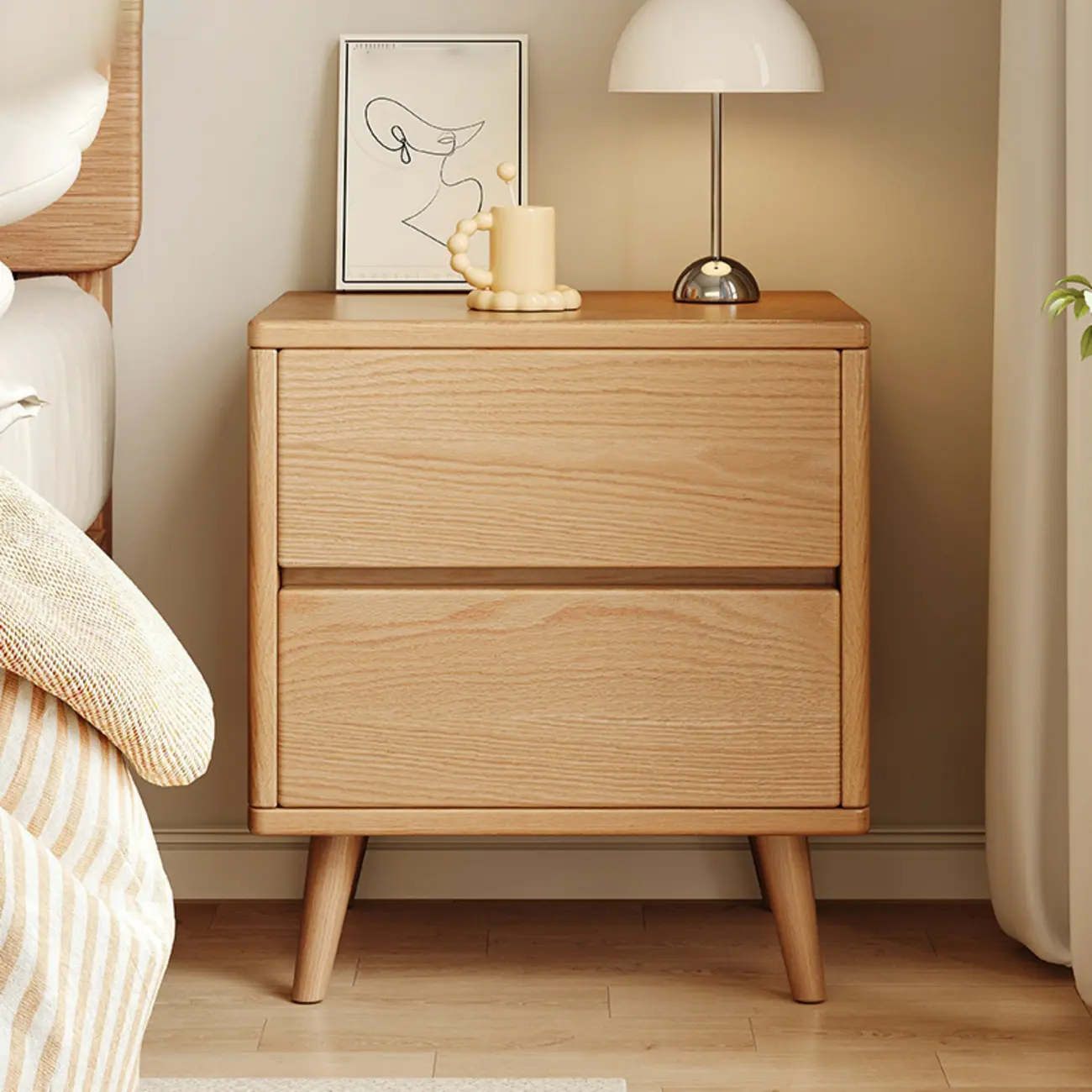 Modern Minimalist Solid Wood 3-Drawer Nightstand Image - 13 | homeyfad