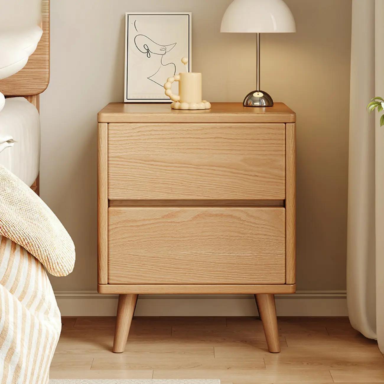Modern Minimalist Solid Wood 3-Drawer Nightstand Image - 17 | homeyfad
