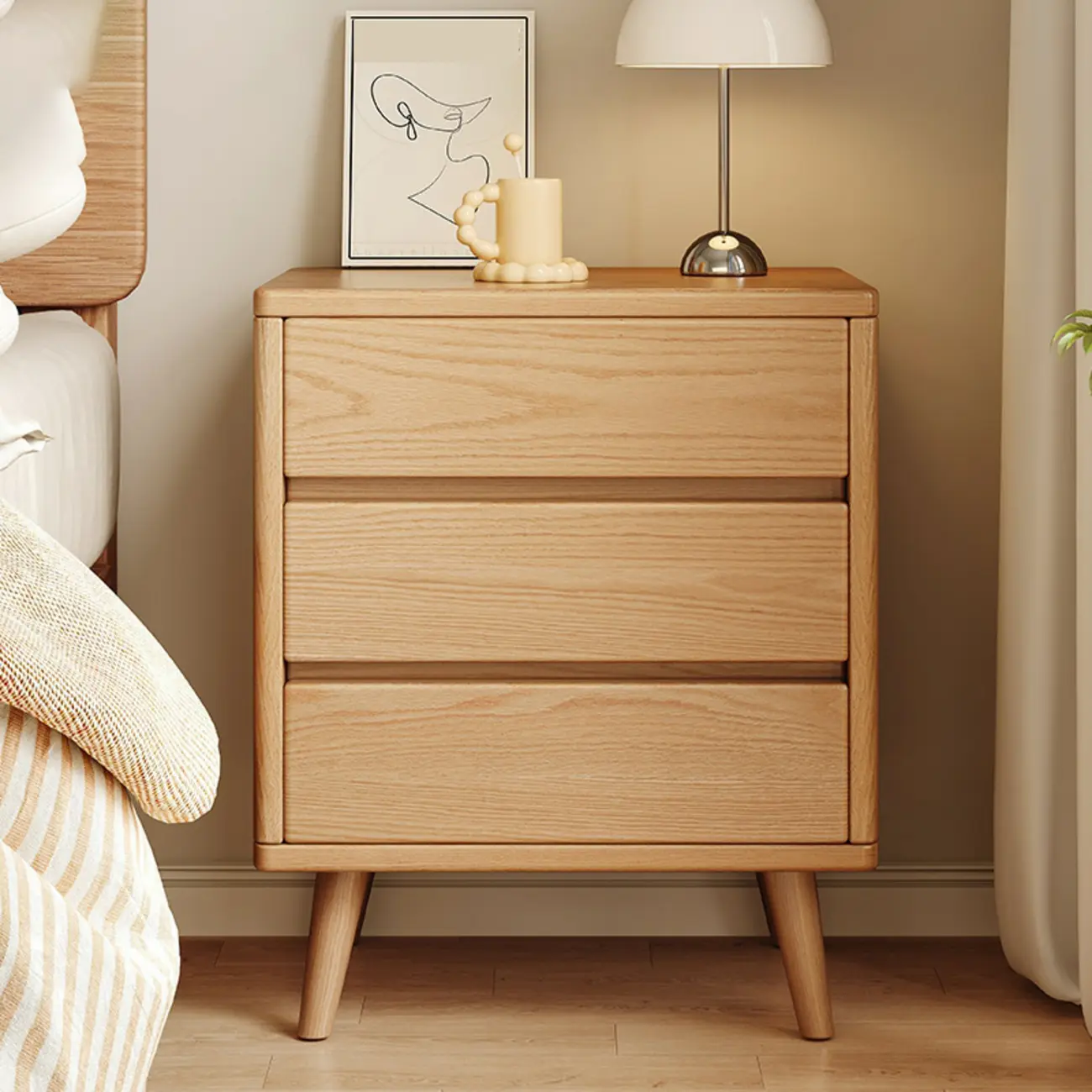 Modern Minimalist Solid Wood 3-Drawer Nightstand Image - 18 | homeyfad