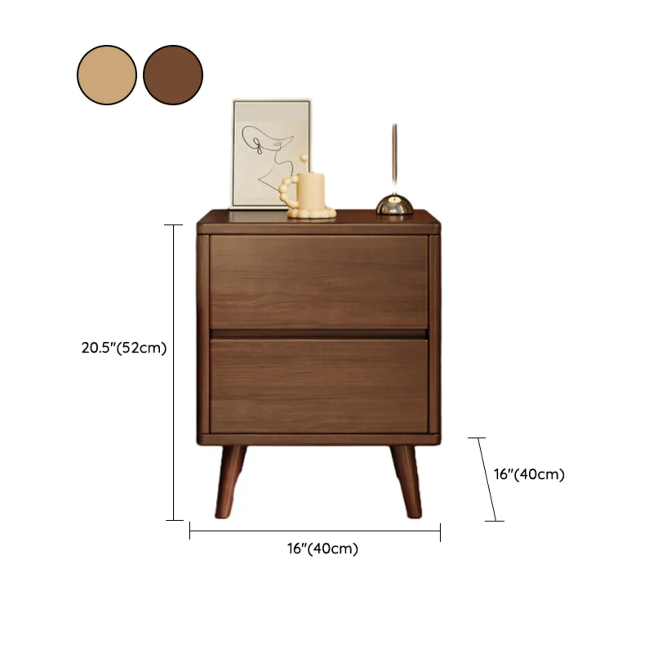 Modern Minimalist Solid Wood 3-Drawer Nightstand #size | homeyfad
