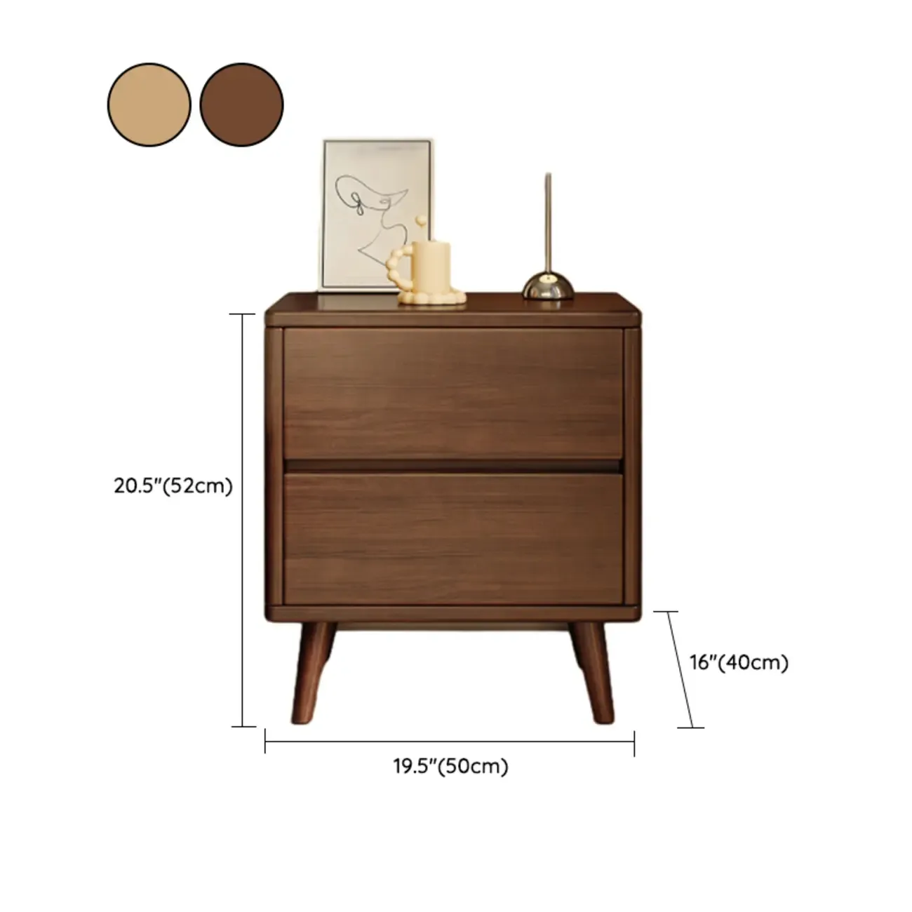 Modern Minimalist Solid Wood 3-Drawer Nightstand Image - 21