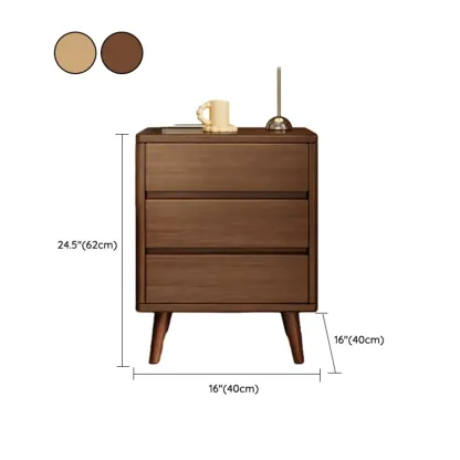 Modern Minimalist Solid Wood 3-Drawer Nightstand Image - 22