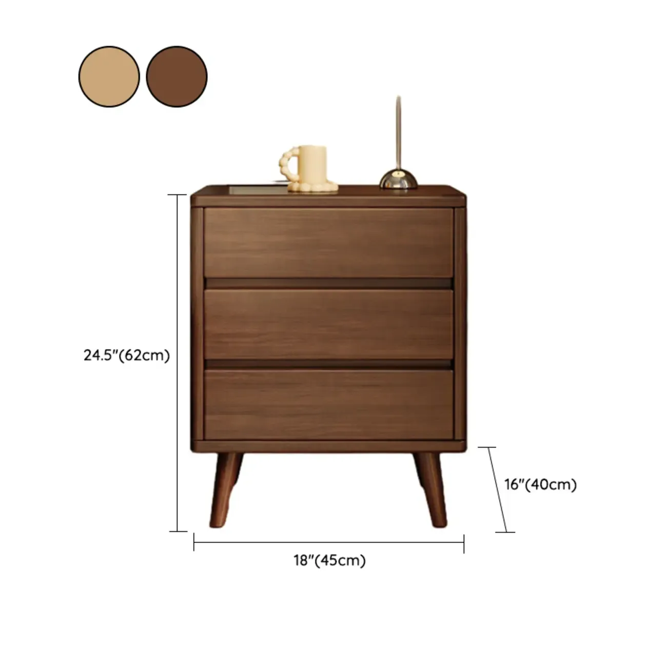 Modern Minimalist Solid Wood 3-Drawer Nightstand Image - 23