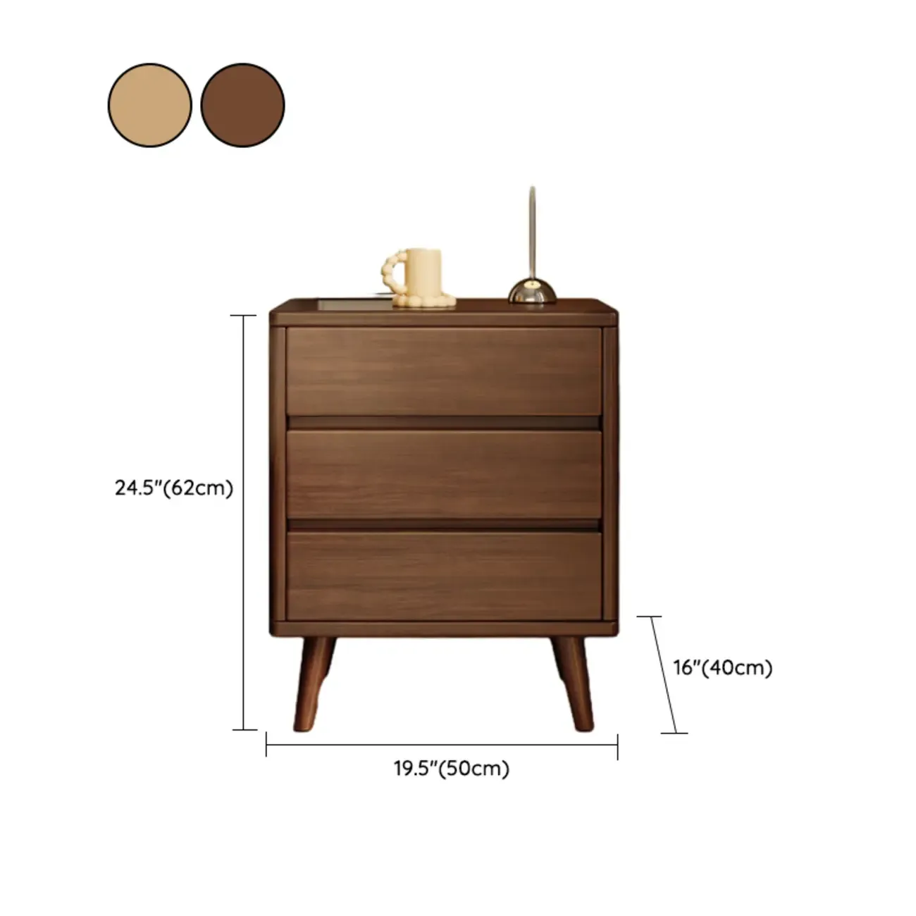 Modern Minimalist Solid Wood 3-Drawer Nightstand Image - 24
