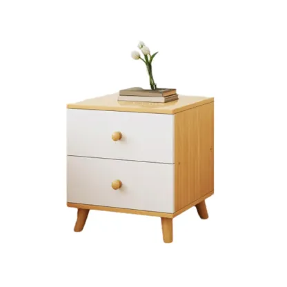 Modern Wooden Bedside Table with Dual Drawers