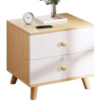 Modern Wooden Bedside Table with Dual Drawers