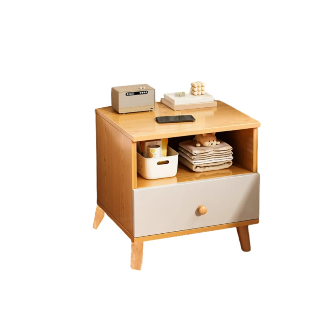 Modern Wooden Bedside Table with Dual Drawers | homeyfad