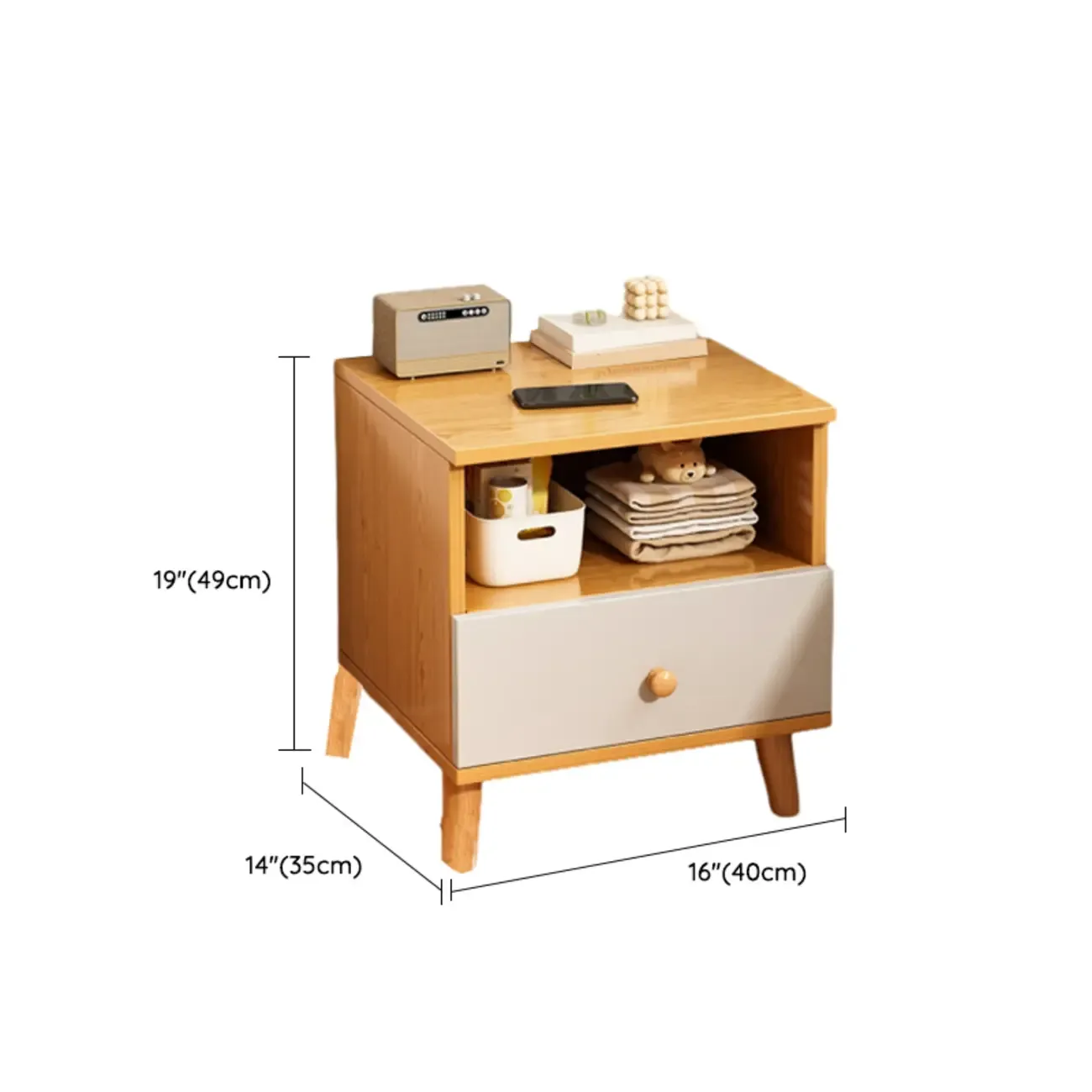 Modern Wooden Bedside Table with Dual Drawers