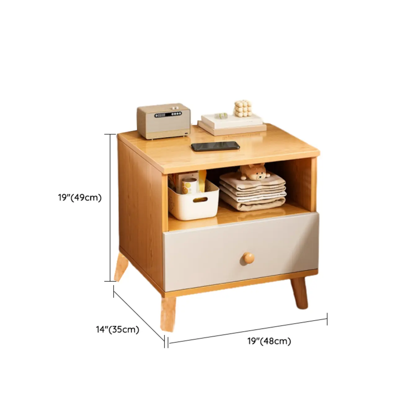 Modern Wooden Bedside Table with Dual Drawers | homeyfad