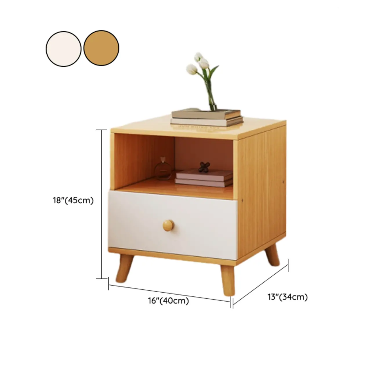 Modern Wooden Bedside Table with Dual Drawers | homeyfad