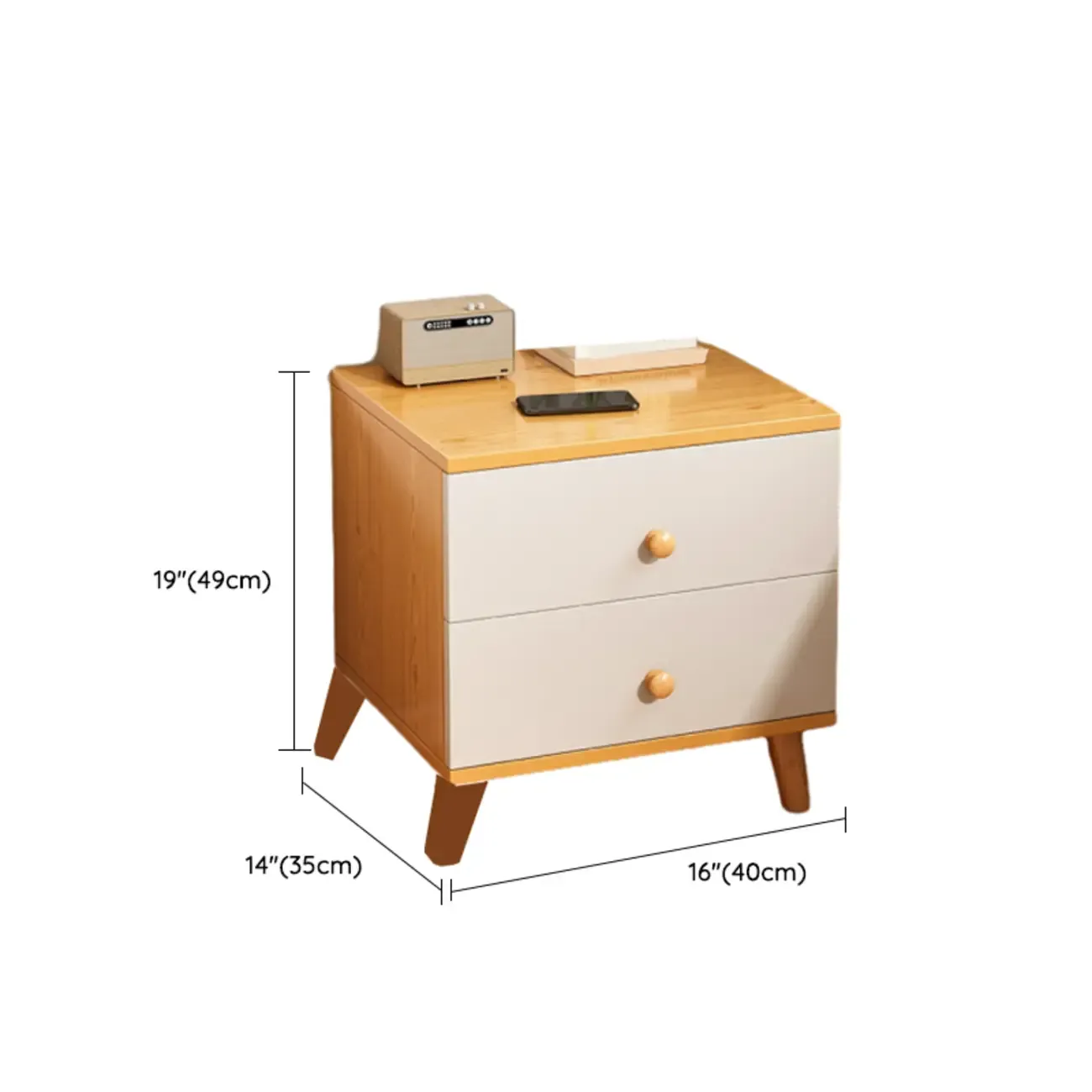 Modern Wooden Bedside Table with Dual Drawers