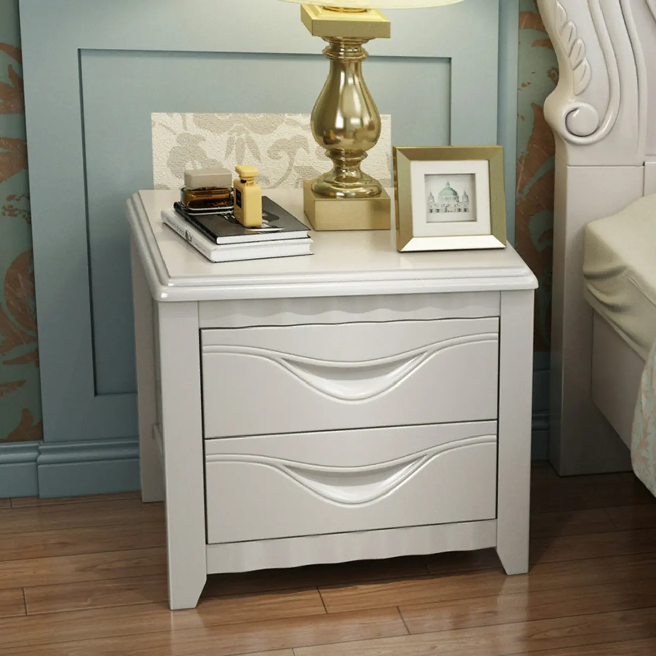 Compact Wooden 2-Drawer Beside Nightstand Brown Image - 2 | homeyfad