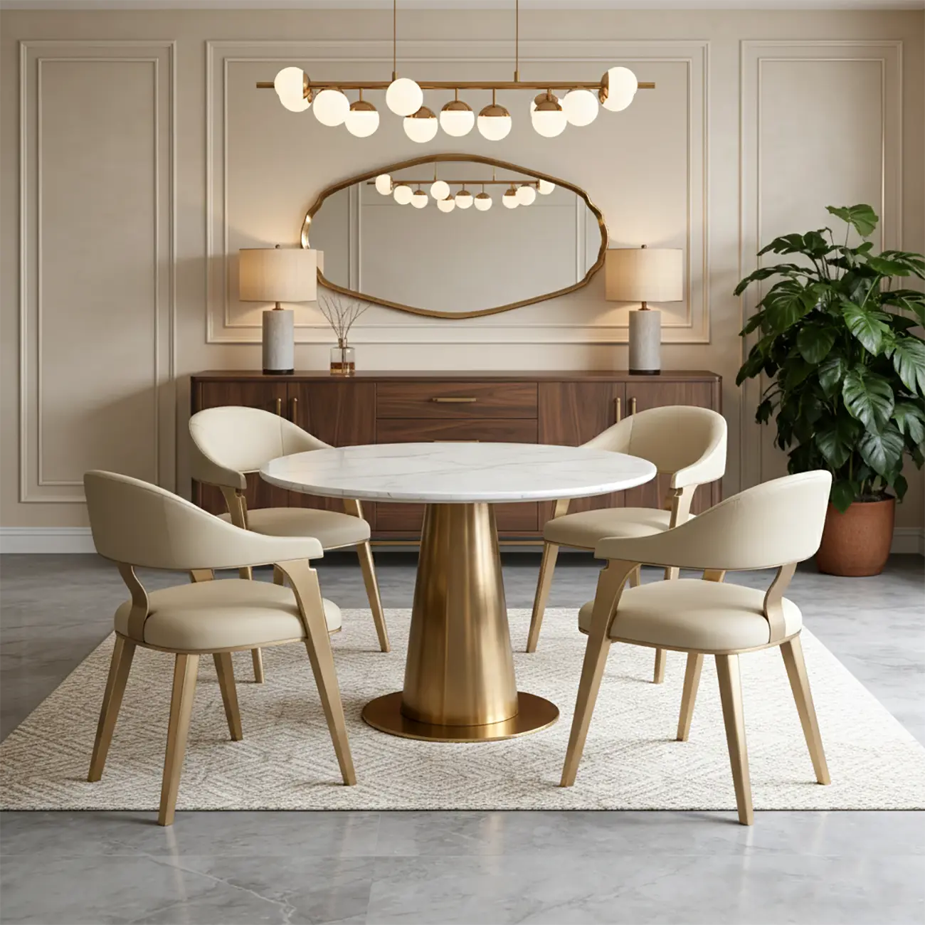 Modern Genuine Leather Champagne Gold Dining Room Arm Chair Image - 1 | homeyfad