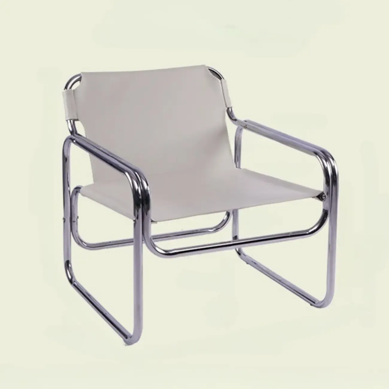 Industrial Leather Accent Chair with Metal Frame for Living Room Image - 5
