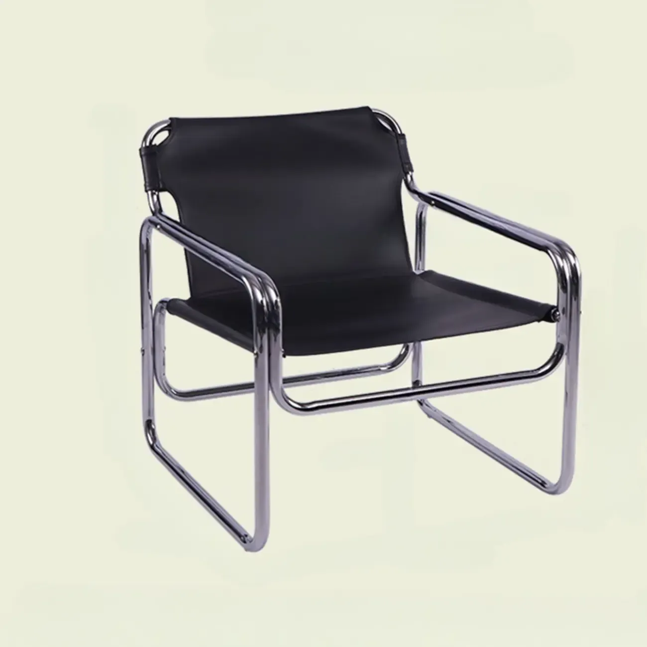 Industrial Leather Accent Chair with Metal Frame for Living Room Image - 6