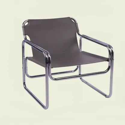 Industrial Leather Accent Chair with Metal Frame for Living Room Image - 7