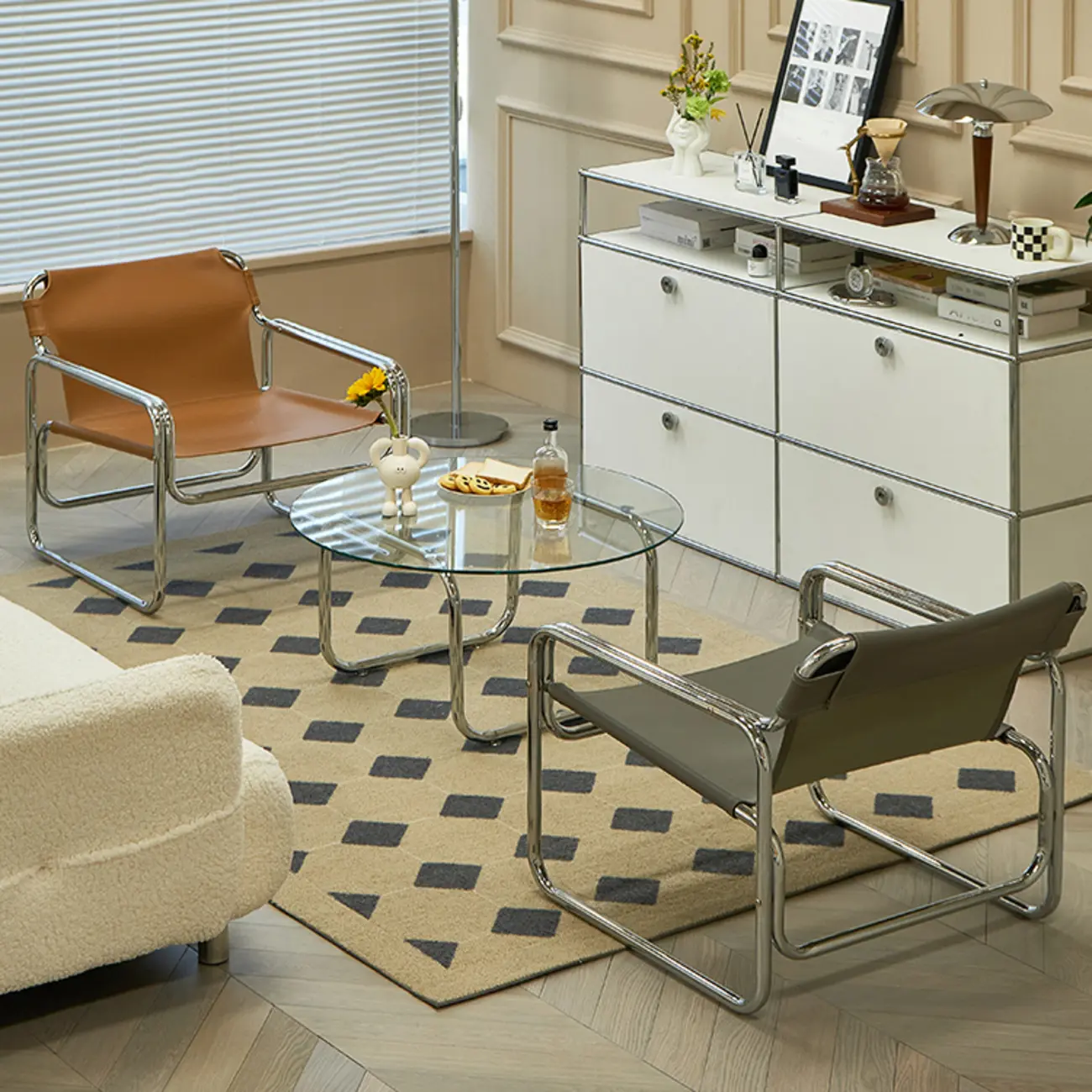 Industrial Leather Accent Chair with Metal Frame for Living Room Image - 1 | homeyfad