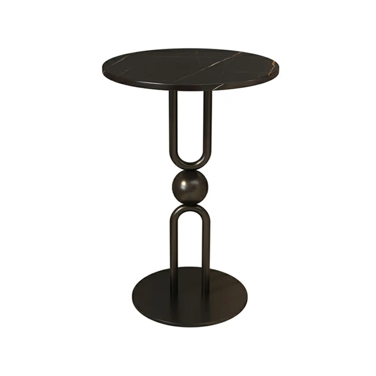 Luxurious Metal Round End Table with Glossy Finish for Tiny Room Image - 2 | homeyfad