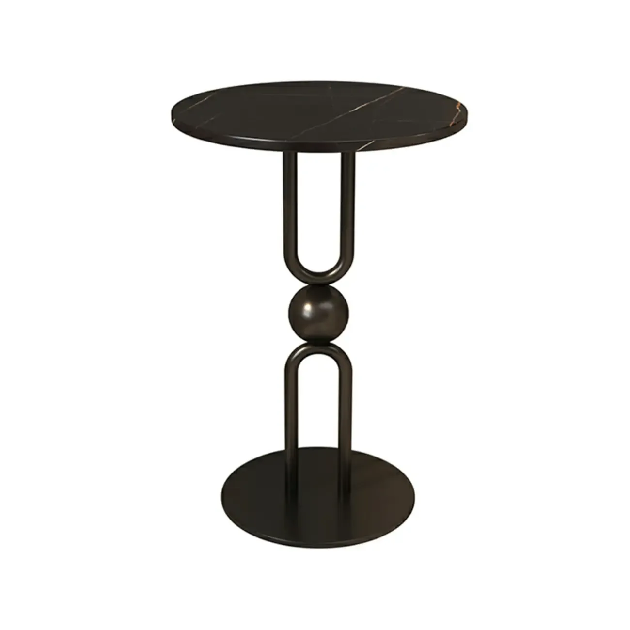 Luxurious Metal Round End Table with Glossy Finish for Tiny Room Image - 2